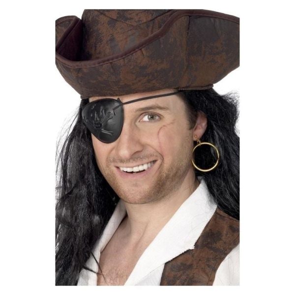 Pirate Eyepatch and Earring Adult Black Online Sale - Image 2