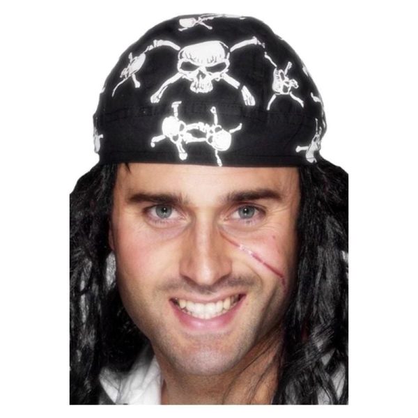 Pirate Bandana Skull and Crossbones Design Adult Black Online now - Image 2