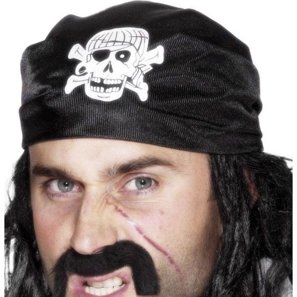 Pirate Bandana Black Skull Crossbones on Sale