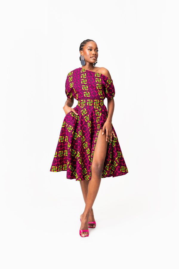 WUNMI African Print One-shoulder Midi Dress Sale - Image 2