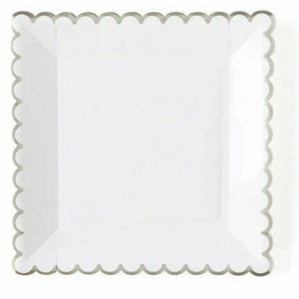 WINTER WHITE SCALLOPED 9  PAPER PLATES For Discount