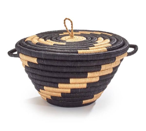 RWANDA WEAVING HOPE 7  BASKET WITH LID Cheap
