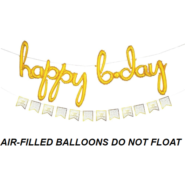 787 Gold Happy B-Day Air-Filled 39  Mylar Balloon For Sale - Image 2