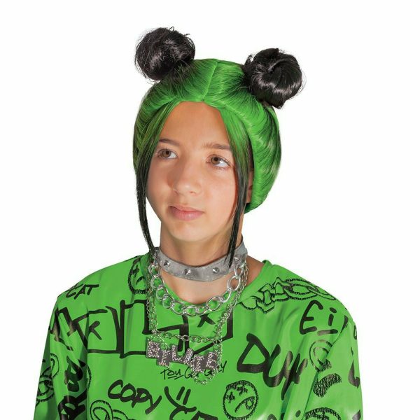 Child Billie Eilish Double Bun Wig - Green Cheap