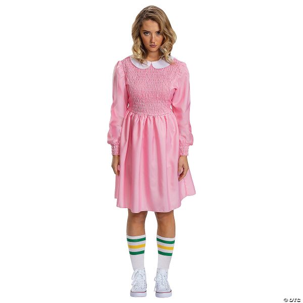 Adults Deluxe Stranger Things Eleven Pink Dress Costume - Medium Hot on Sale - Image 3