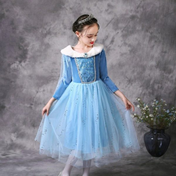 Elsa Dress with Furry Collar Online Sale