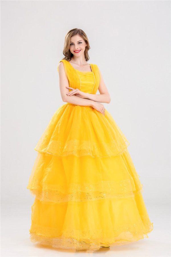 Beauty and Beast Belle Dress Costume For Adult Women Supply - Image 2