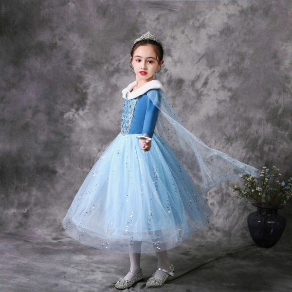 Elsa Dress with Furry Collar Online Sale - Image 3
