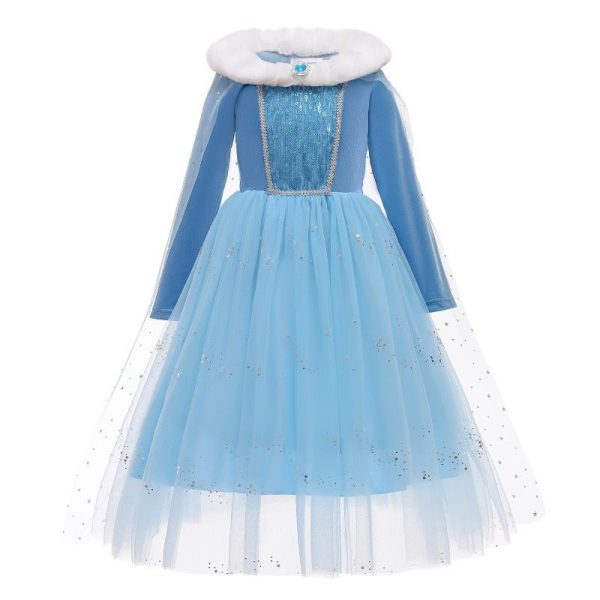 Elsa Dress with Furry Collar Online Sale - Image 5