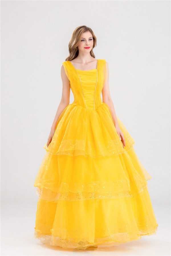 Beauty and Beast Belle Dress Costume For Adult Women Supply - Image 4