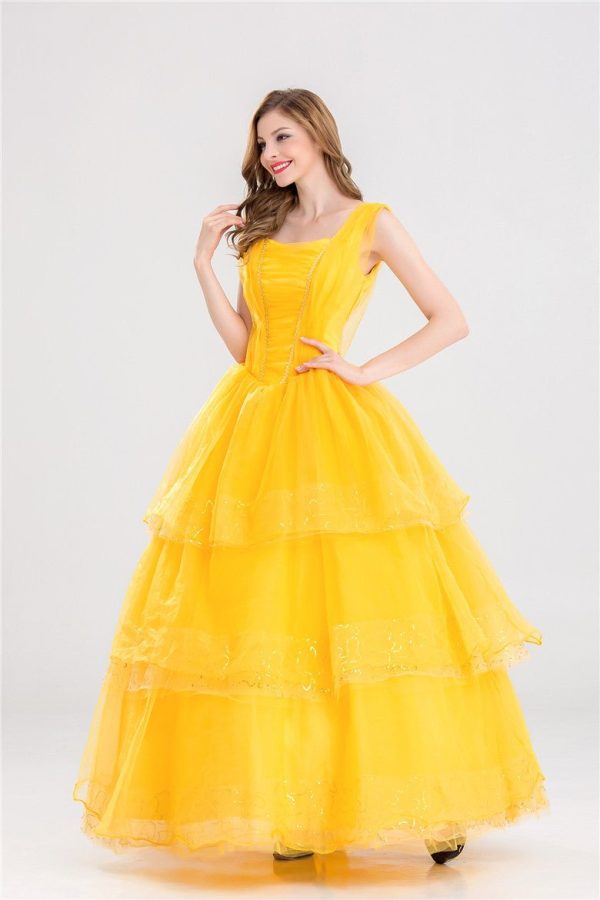 Beauty and Beast Belle Dress Costume For Adult Women Supply