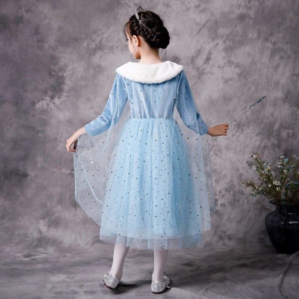 Elsa Dress with Furry Collar Online Sale - Image 4