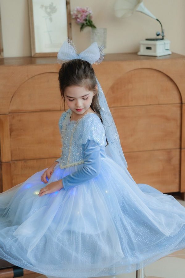 Elsa Dress Up Costume for Girls, Lightup Supply - Image 2