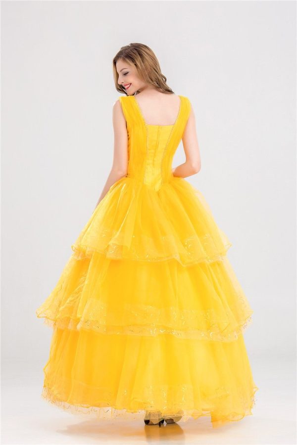 Beauty and Beast Belle Dress Costume For Adult Women Supply - Image 3