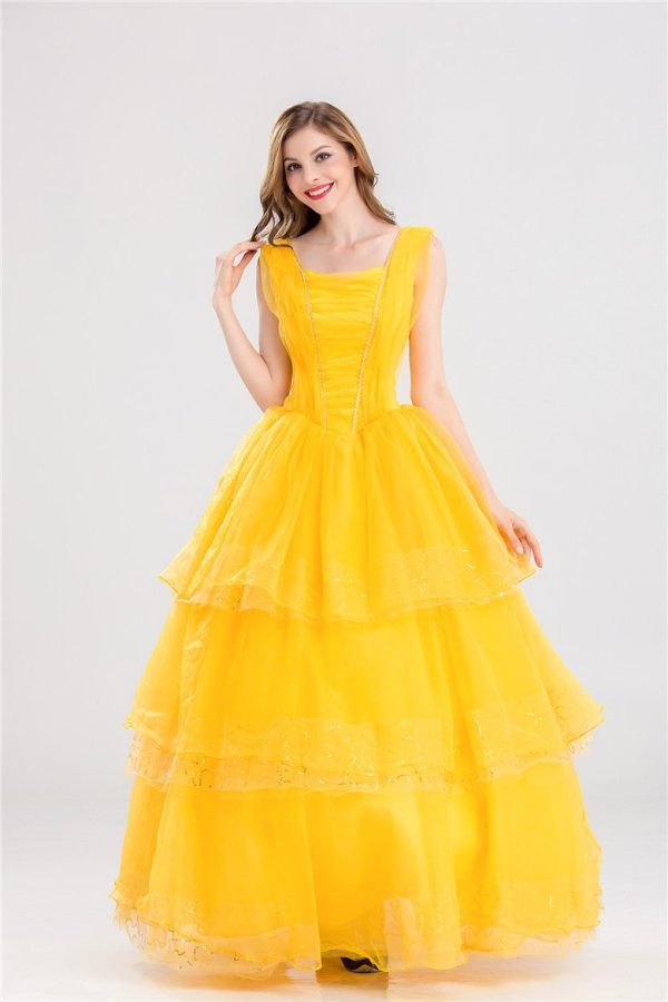 Beauty and Beast Belle Dress Costume For Adult Women Supply - Image 5